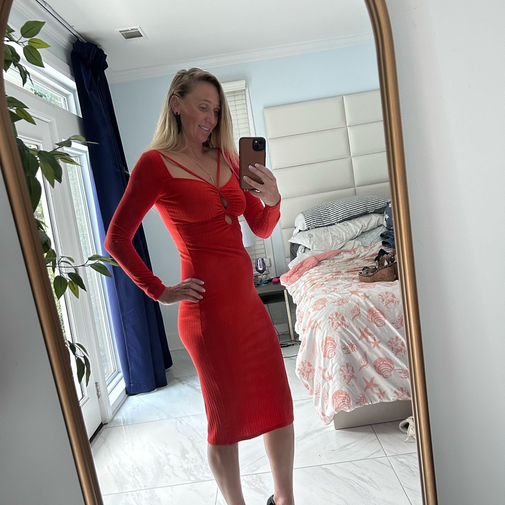 H&M Vibrant Red Long Sleeve Dress